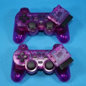 FOR PLAYSTATION 2 PS2 Dual Vibration WIRELESS Controller SET OF 2 CLEAR PURPLE